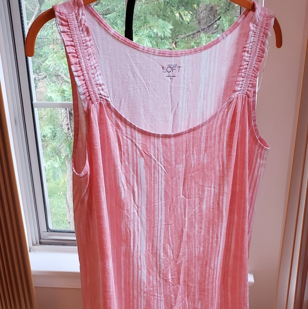 NWT  Coral Pink and White Tank Top By LOFT